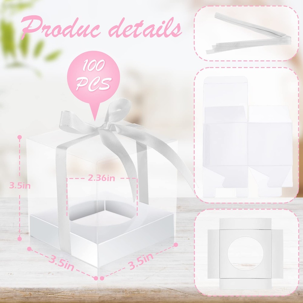 100 Pcs Clear Plastic Individual Cupcake Boxes 3.5" Single Cupcake Containers...