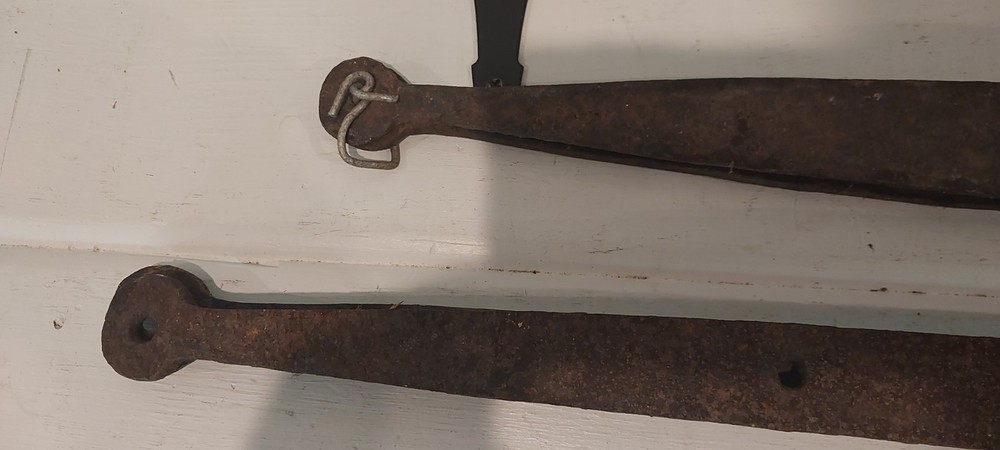 Antique (2) Pair Oversized Wrought Iron Strap Hinges (24"+) -Rustic Barn Door-