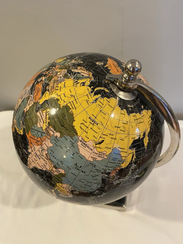 Black Globe with Metal Base Decorative Medium Size Perfect For Table