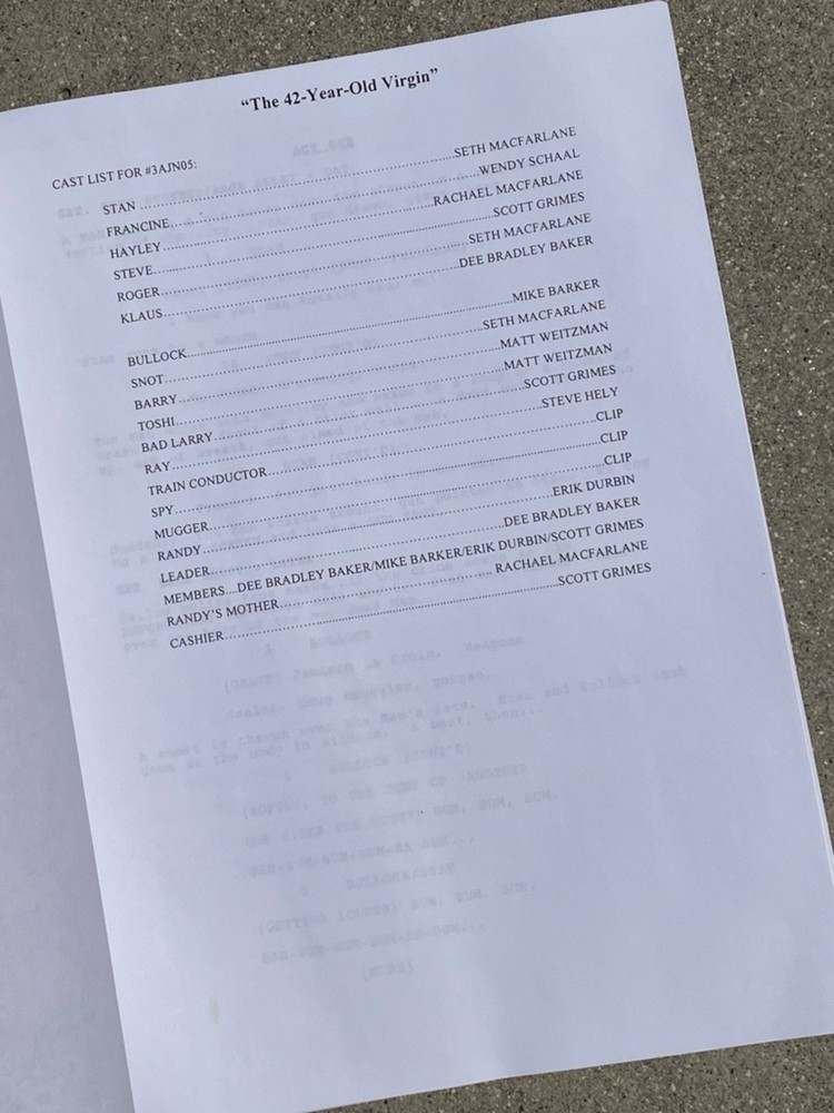 RARE American Dad Comic Con 2007 Panel Draft 42-Yr Old Virgin Production Script