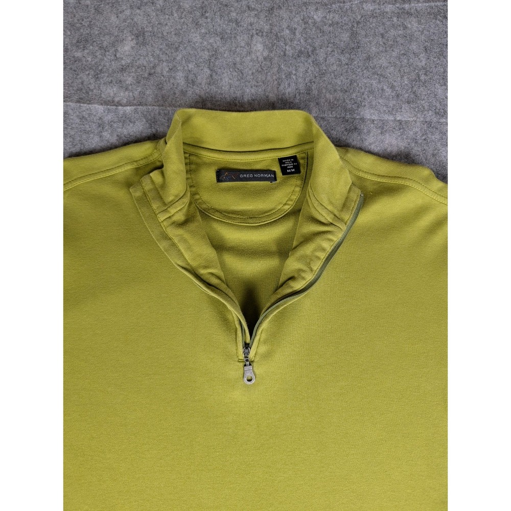 Greg Norman Mens Quarter Zip Pullover Lime Green Golf Sweater Mock Neck Medium