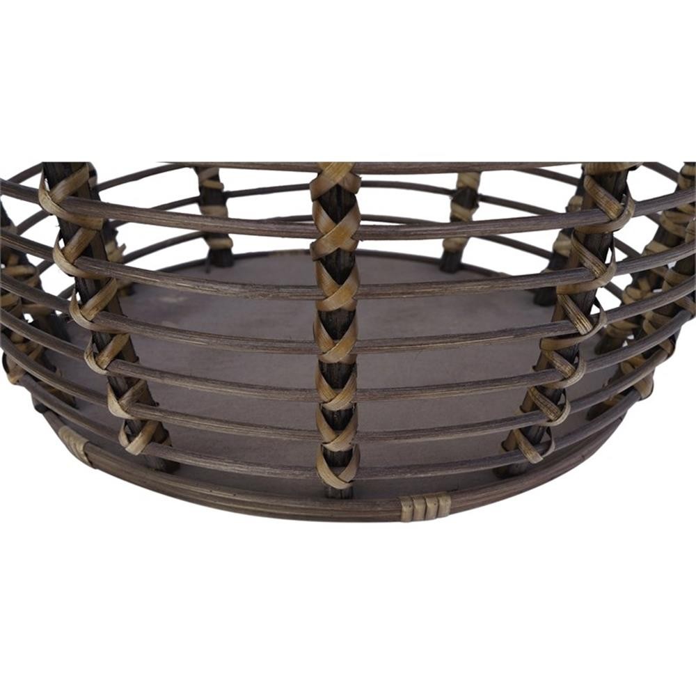 Pemberly Row Modern Transitional Rattan End Table in Espresso/Gray