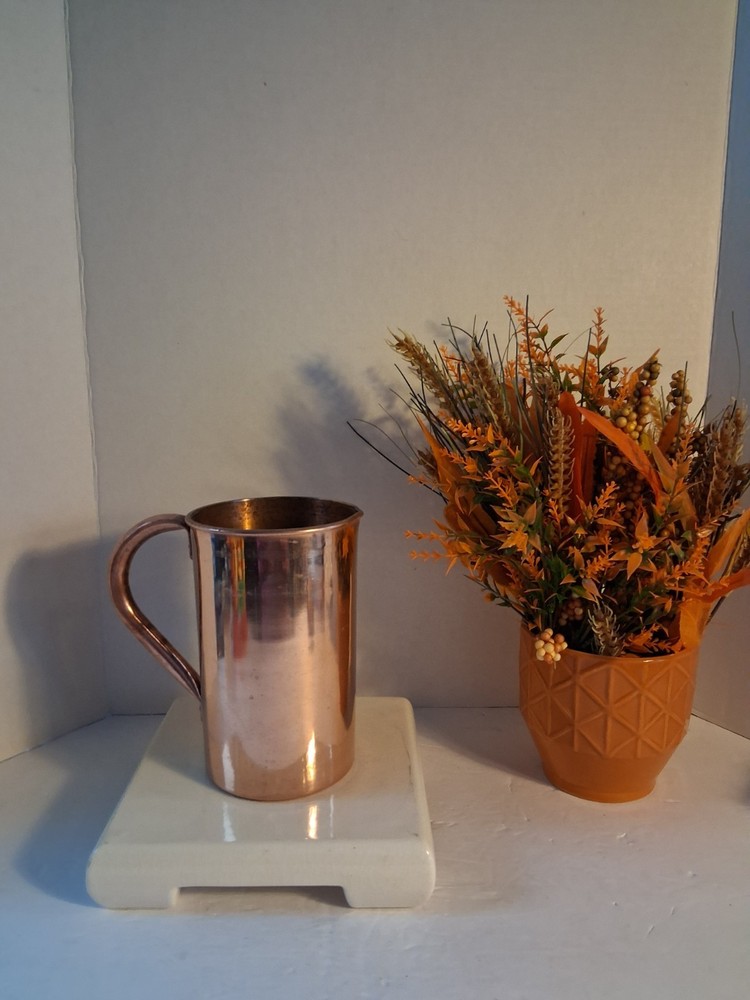 Copper Water Pitcher/Floral Vase; Pretty! EUC!