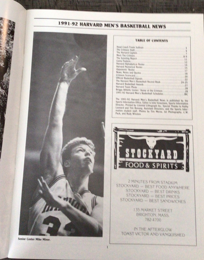 1992-93 Harvard NCCA Basketball Schedule