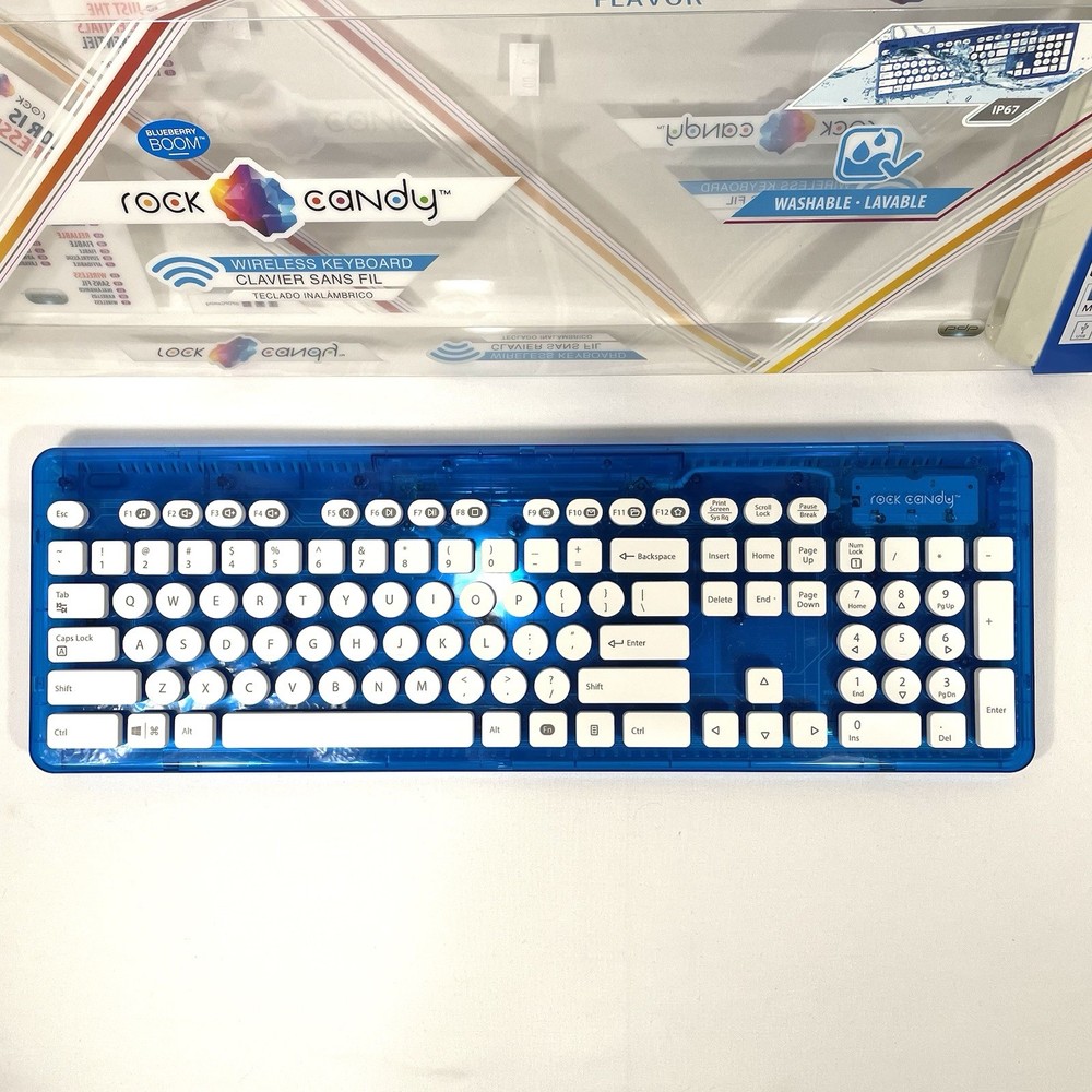 Rock Candy Blue Wireless Keyboard Washable No Dongle 904-005 - Untested READ