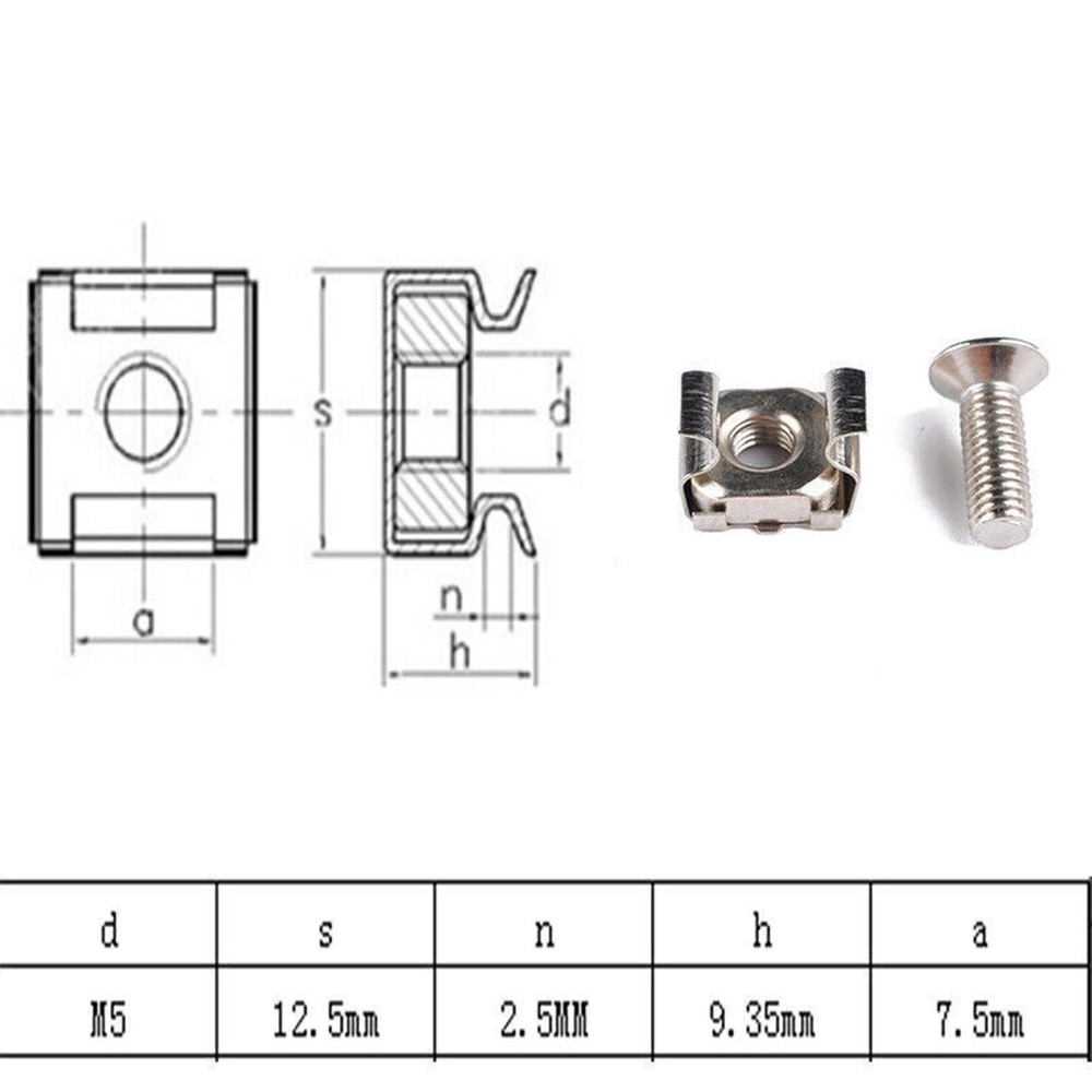 10pcs M5 Mounting Square Hole Cage Nuts & Screws For Server Rack Cabinet