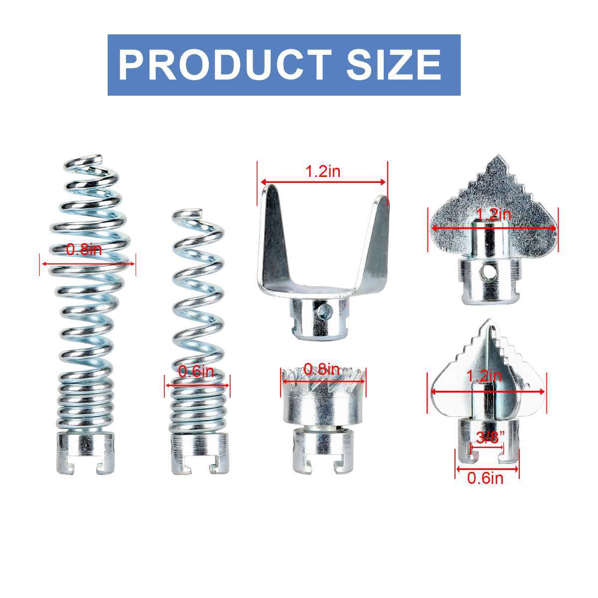 14 Pcs Cutter Set Drain Cleaner Plumbing Snake Tools Cable Auger Clog Sewer Pipe