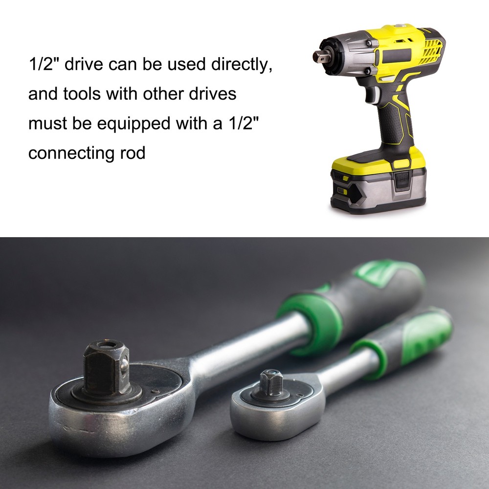 H5 Hex Bit Socket 55mm Length 1/2" Square Metric Impact Bit, Black