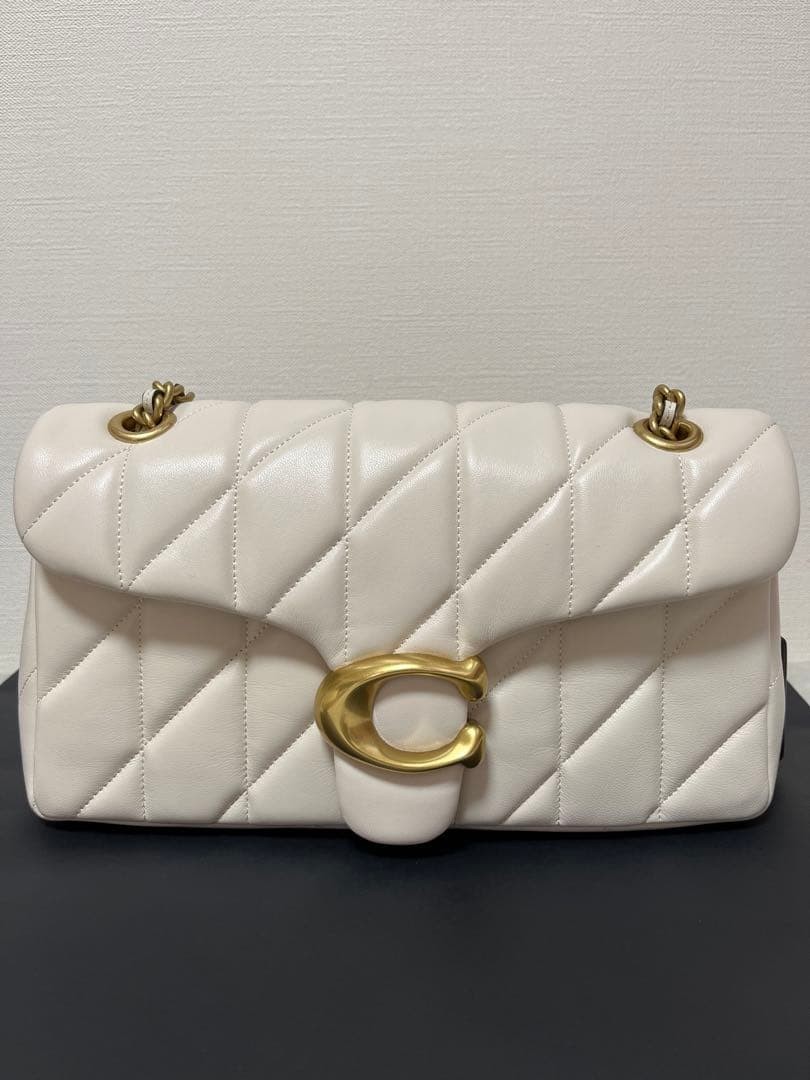 COACH CP150 Tabby 26 Quilted Shoulder Bag Leather White/Gold NWT