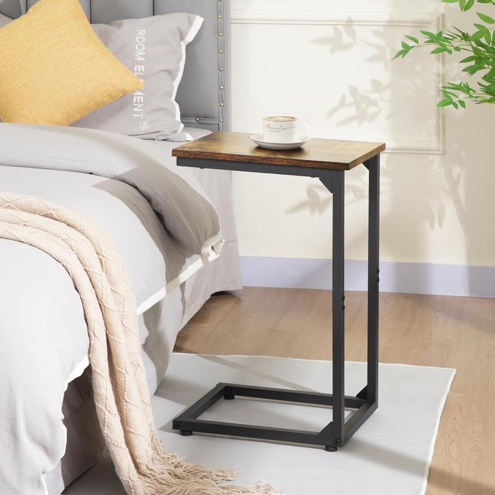 2pcs C Shaped Side/End Table Slide Under Couch Table for Sofa, TV Trays