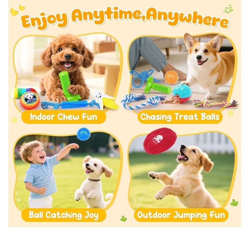 25 Pack Various Puppy Dog Toys for Teething, Entertainment & Interaction, Puppy