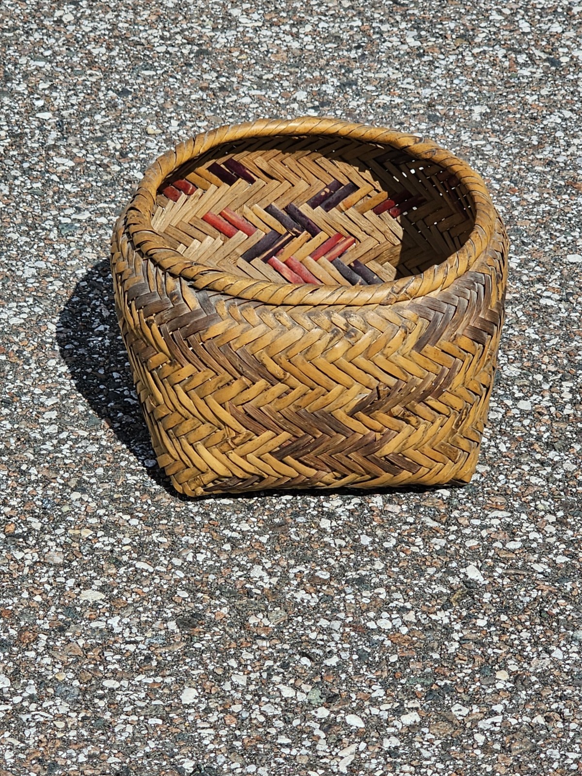 Chaoctaw basket hand woven twill river cane 8x5.5 Native American