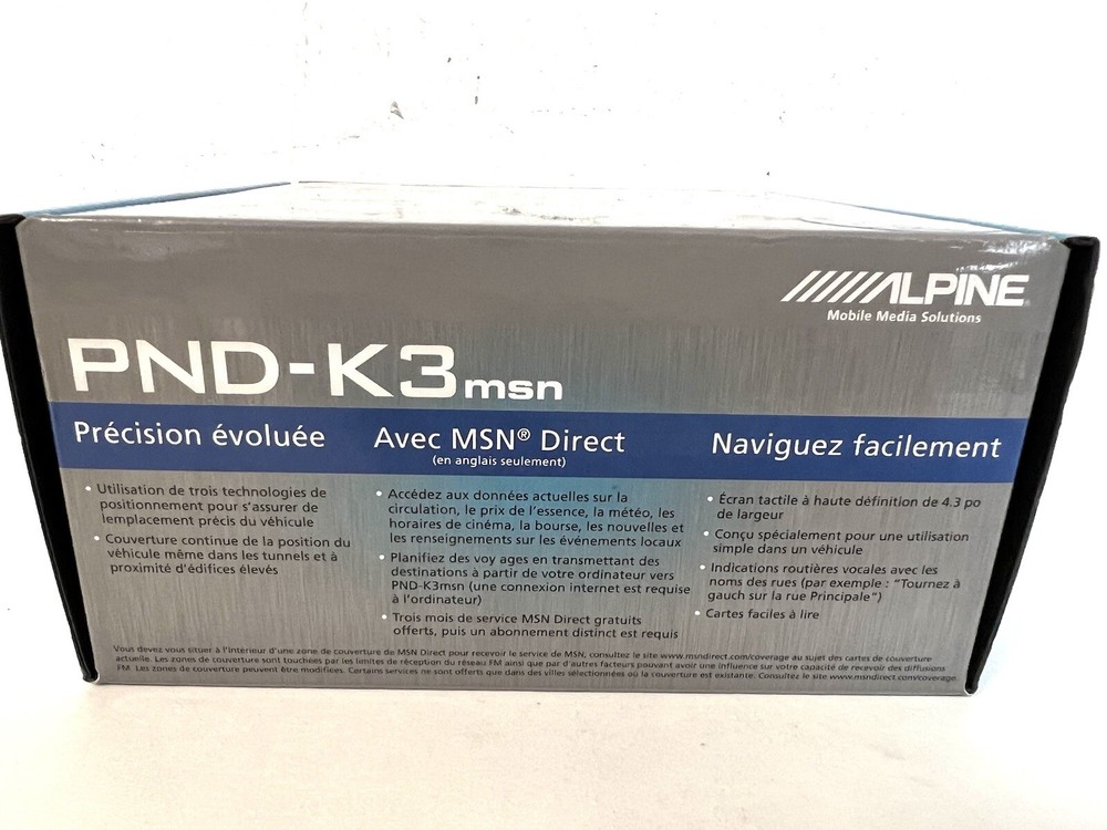 Alpine Electronics PND-K3 MSN Direct Portable Navigation System GPS NEW