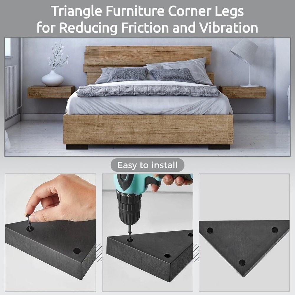 Homaisson 8 Pcs Couch Legs Replacement Plastic Triangle Corner 8PCS, Black