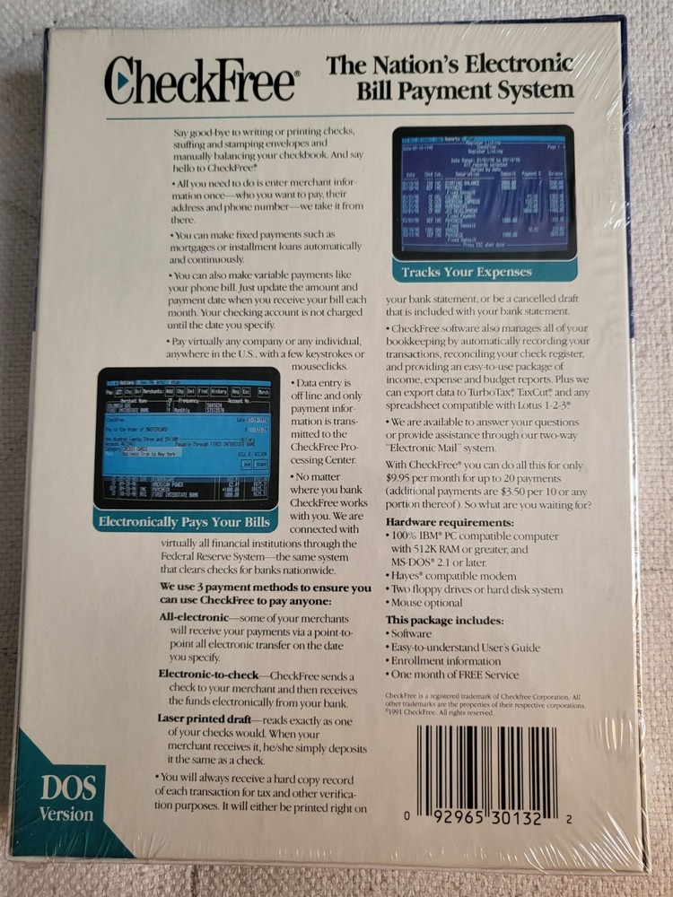 CheckFree 1991 Vintage Computer Software Factory Sealed