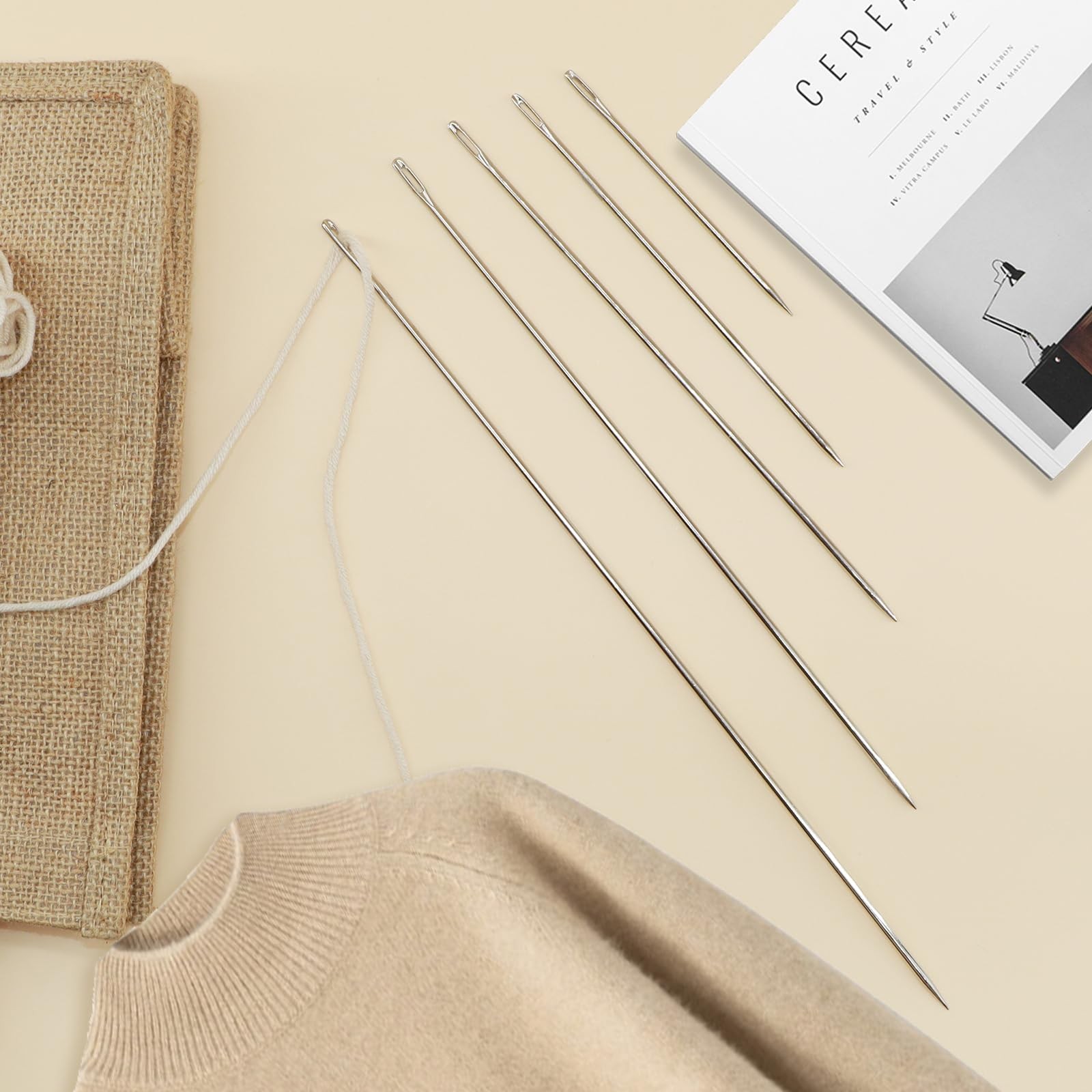 Upholstery Needles 5 Pcs 4 to 12 Inch Large Eye Steel Repair Stitching Tube DIY