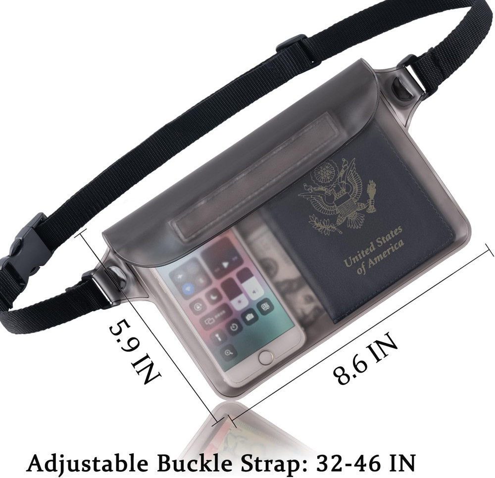 2-Pack Waterproof Pouch with Adjustable Waist Strap | Screen Touch Sensitive ...