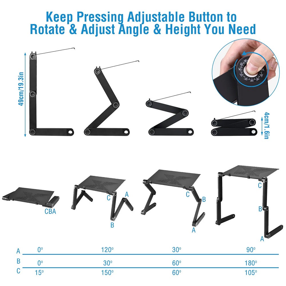 360° Adjustable Laptop Table Stand Lap Sofa Bed Tray Foldable PC Notebook Desk