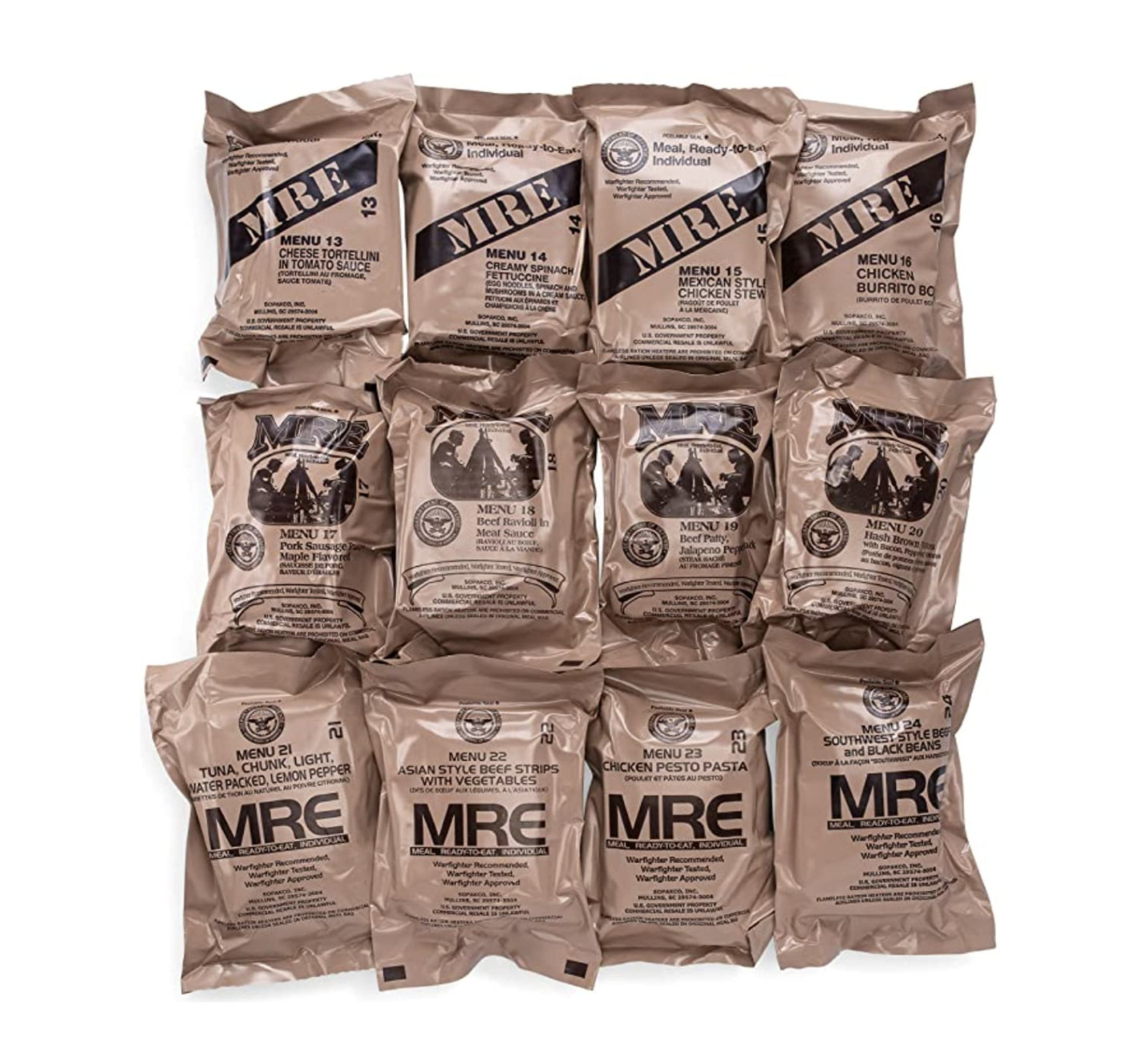 MRE U.S. Military Ready to Eat Meals INSP 2025 - Case, 1, 2, 4, 6 Pack Options