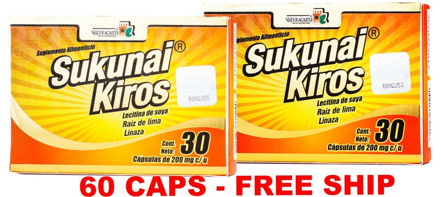 2 PACK SUKUNAI KIROS Original 60 CAPSULES Naturacastle Mexico- 60 DAY SUPPLY