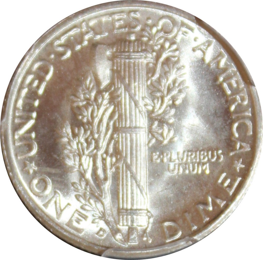 1938-D MS67FB Mercury Dime, PCGS 40497889