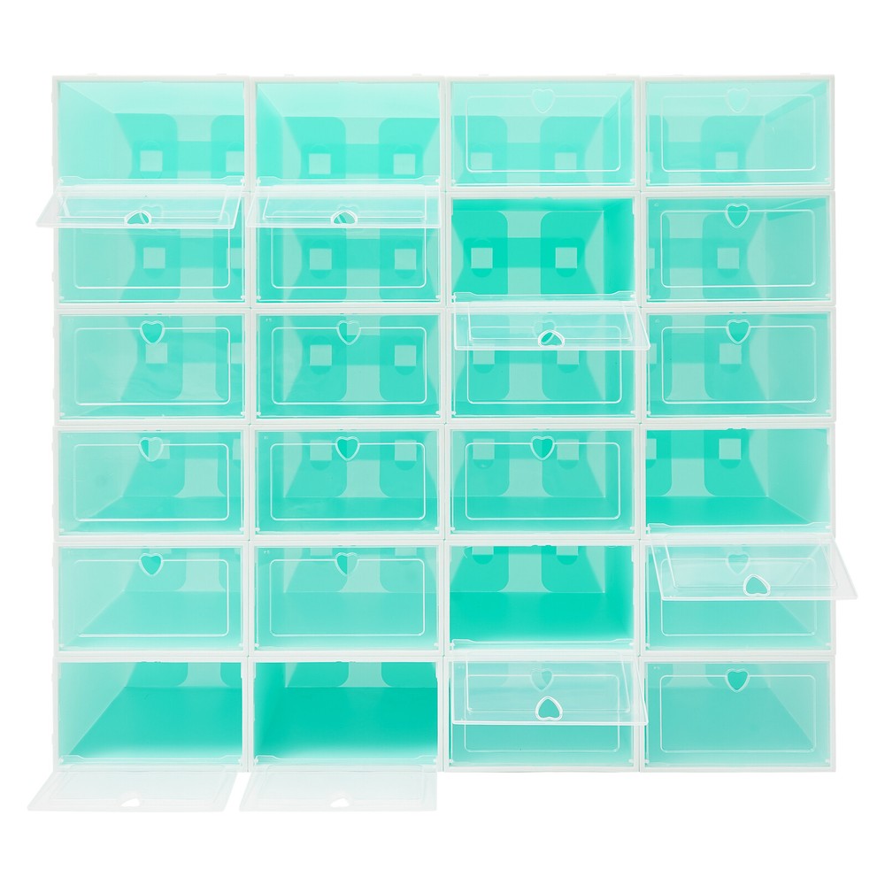 24PCS Shoe Storage Box Stackable Shoe Storage Organizer Container 33*23*14cm