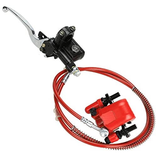 Rear Hydraulic Disc Brake System Hand Brake Master Cylinder Caliper Red