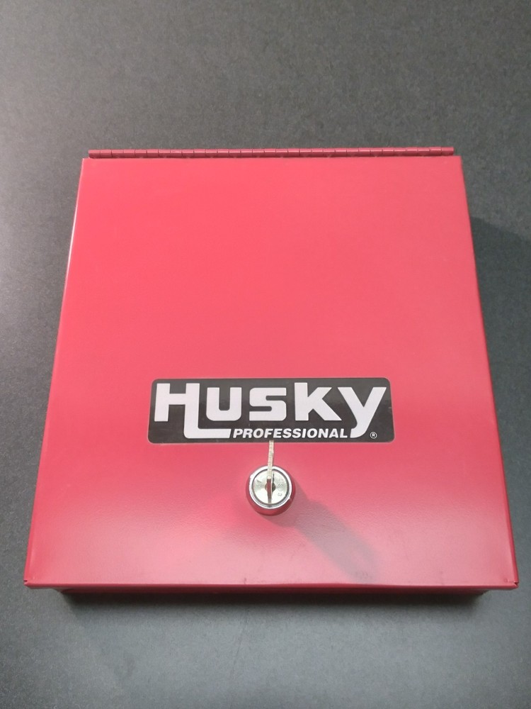 Vintage Husky Metal Box Tool Bit Sockets Wrenches Empty Storage Case Red NOS