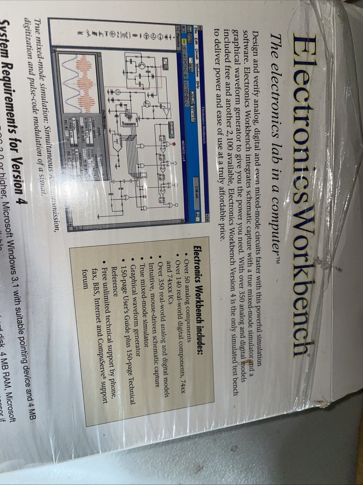 Electronics Workbench 4.1c 3.5" Disks Lab Computer Vintage PC Windows Software