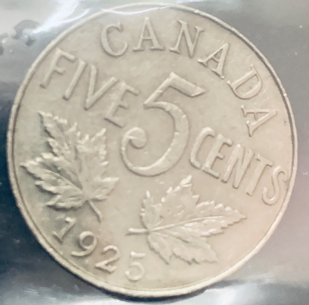 1925 Canada 5 Cent Coin ICCS VF20
