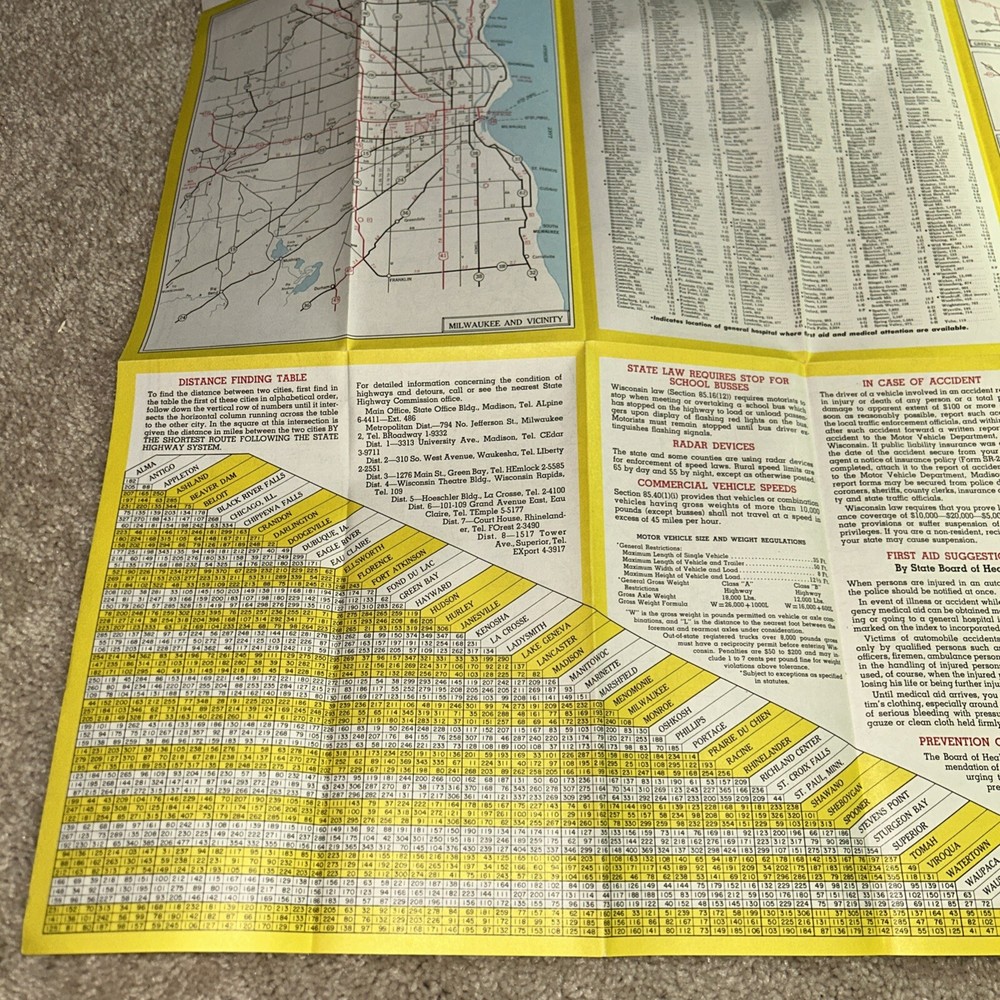 1957 WISCONSIN HIGHWAY MAP