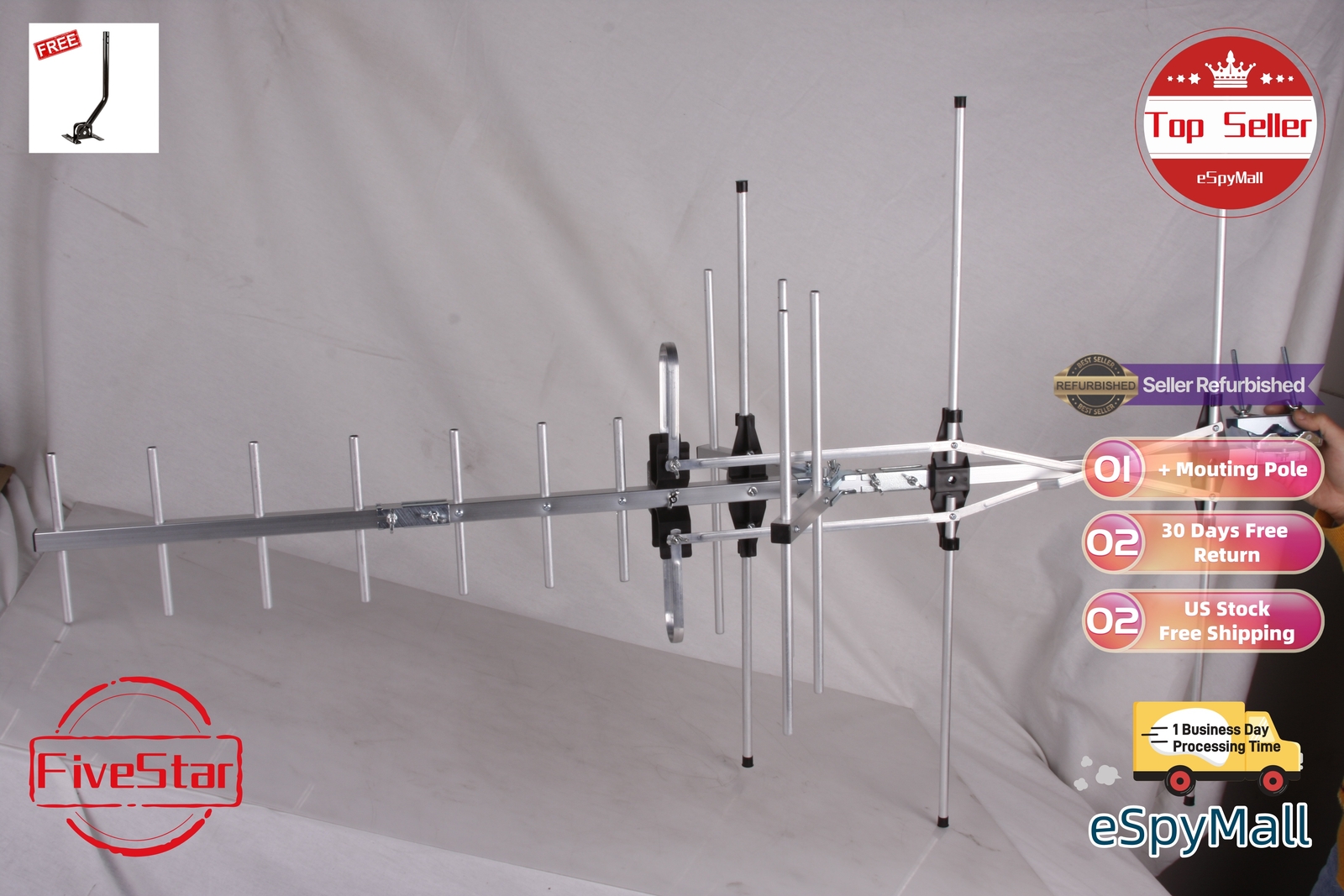 300 Mile Yagi Outdoor Digital TV Antenna for UHF VHF FM Crystal Clear Signal