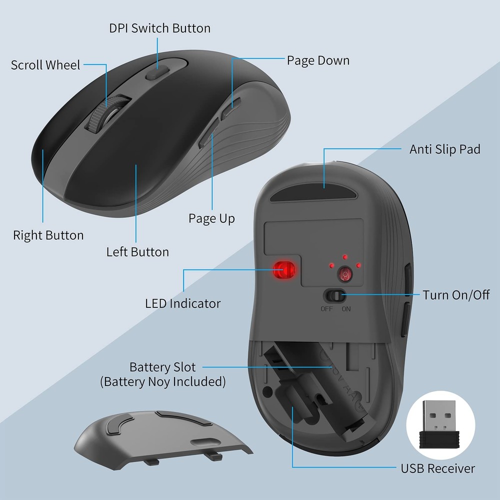 Wireless Keyboard and Mouse Combo 2.4G Ergonomic Wireless Computer Keyboard w...