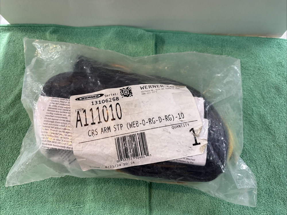 NEW Werner A111010 10' Polyester Webbing Cross Arm Strap (Web, O-Ring, D-Ring)