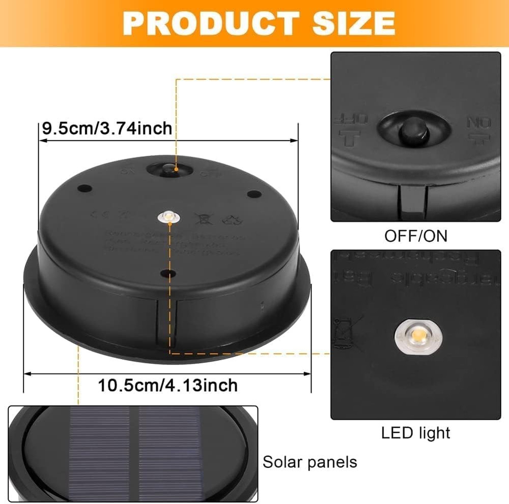 2 PCS Upgraded Solar Light Replacement Top for Outdoor Hanging Black