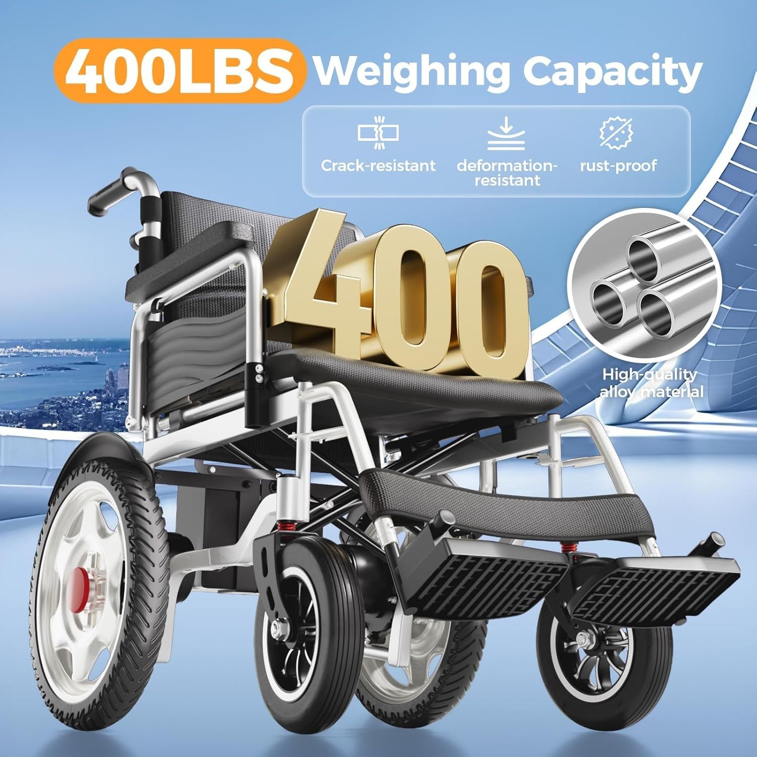 refubrished Electric Wheelchair 15 Miles Long Travel Range, 500W Dual Motors