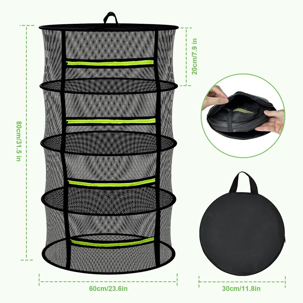 Herb Drying Rack Hanging-4 Layer Plant Drying Rack Bud Drying Net,Foldable