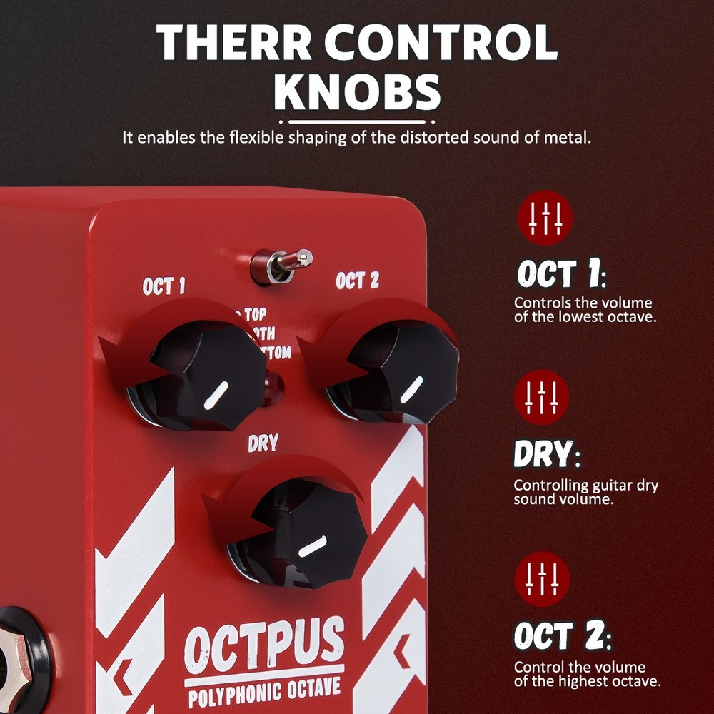 STRICH Polyphonic Octave Guitar Effects Pedal 3 Modes True Bypass Mini Design