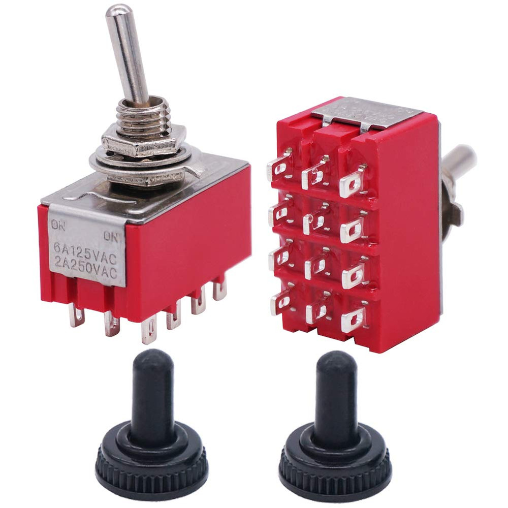 /2Pcs Mini Toggle Switch 4PDT 2 Position 12 Pins ON/ON Miniature Toggle Switch A