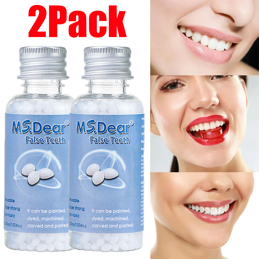 2PCS Tooth Repair Granules Temporary Reusable Moldable False Teeth Fitting Beads