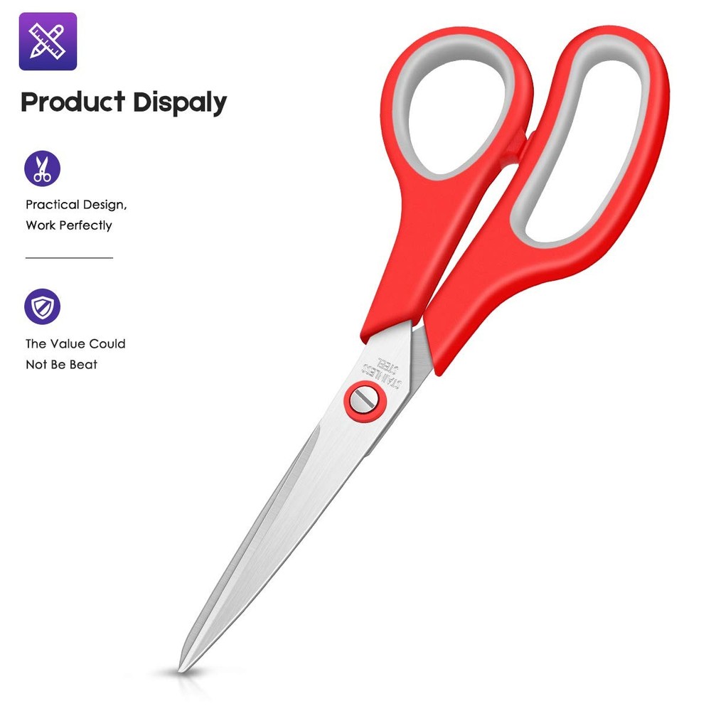 8" All Purpose Scissors Sharp Shears 5 PCS Pack Office School Crafts Use