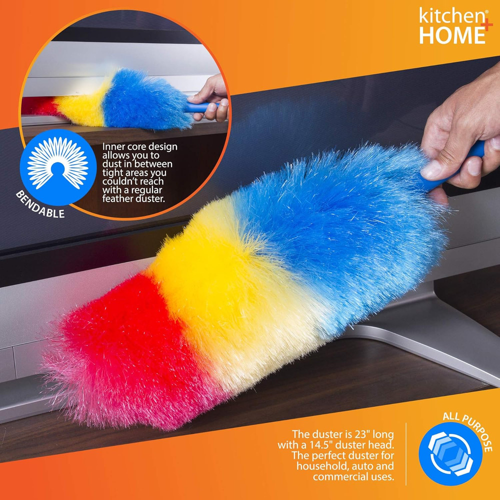 Kitchen + Home 23� Inch Rainbow Static Duster - Electrostatic Feather Duster ...
