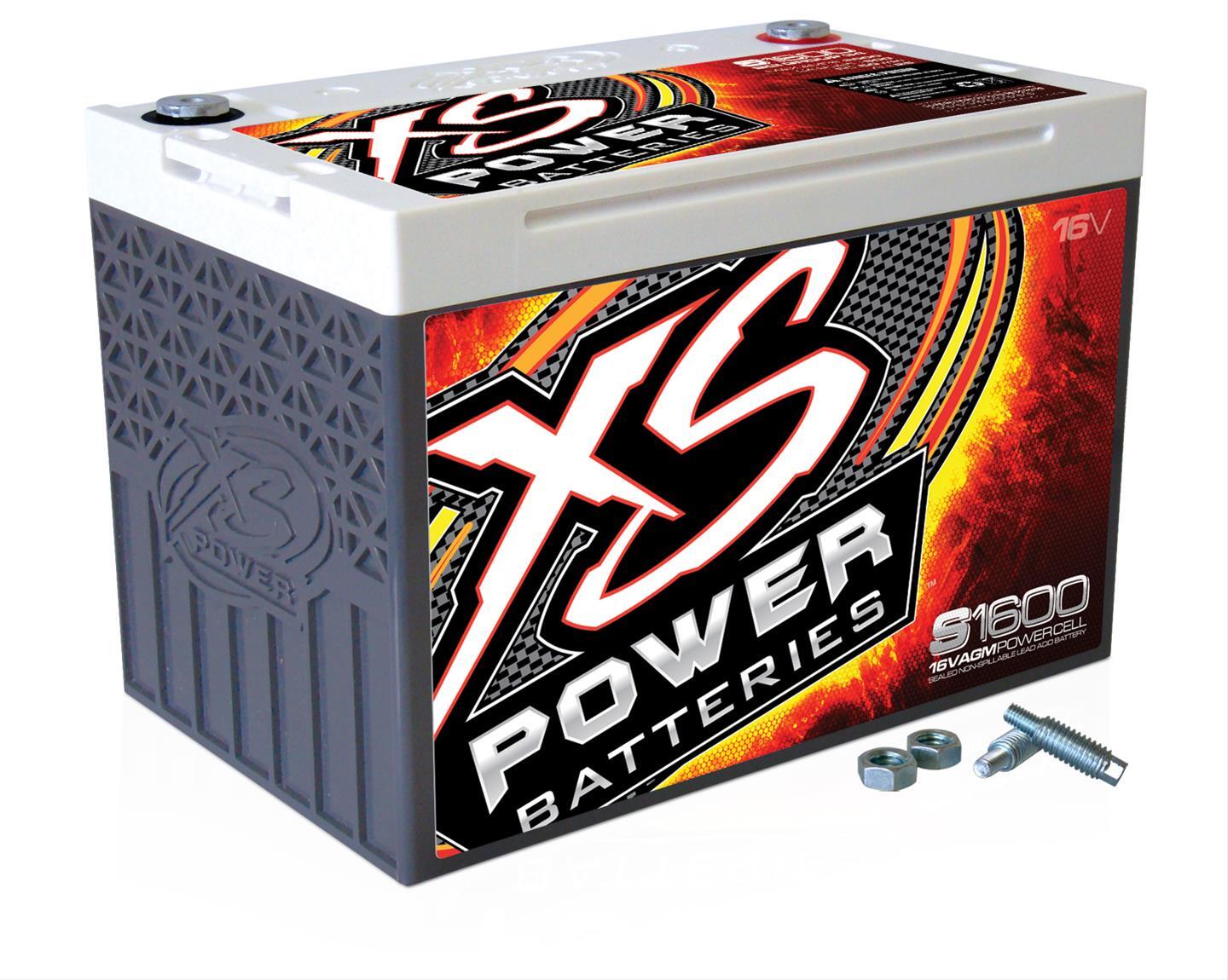 XS Power S1600 16V Lightweight AGM Battery with 3/8" Stud Terminal, Max 2000Amps
