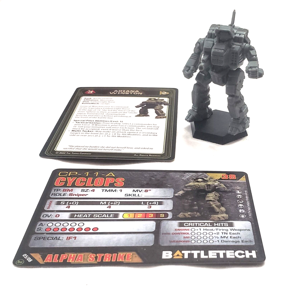Battletech Cyclops Mech + Alpha Strike Cards Eridani Light Horse Hunter Lance