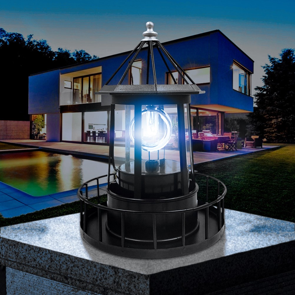 LED Solar Rotating Lighthouse Light Solar Outdoor Garden Decoration
