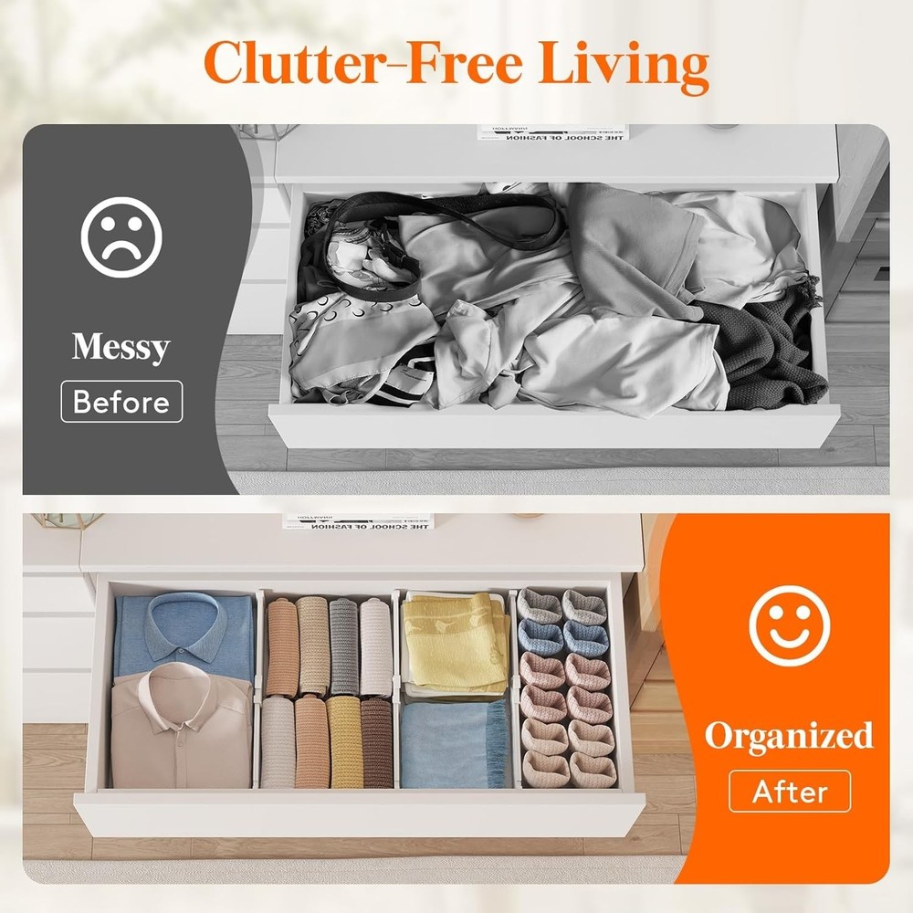 12-Pack Drawer Separators | Adjustable and Non-Slip for Secure Storage
