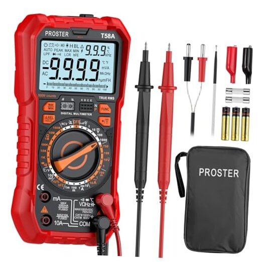 Digital Multimeter TRMS Manual Range Multimeter 9999 Counts NCV Detector red