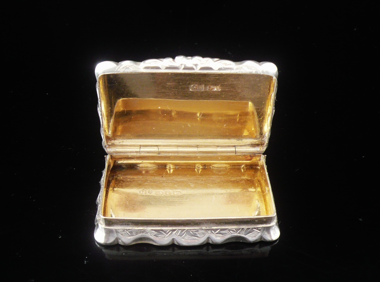 Sterling Silver Snuff Box, George Unite, Antique Birmingham 1890