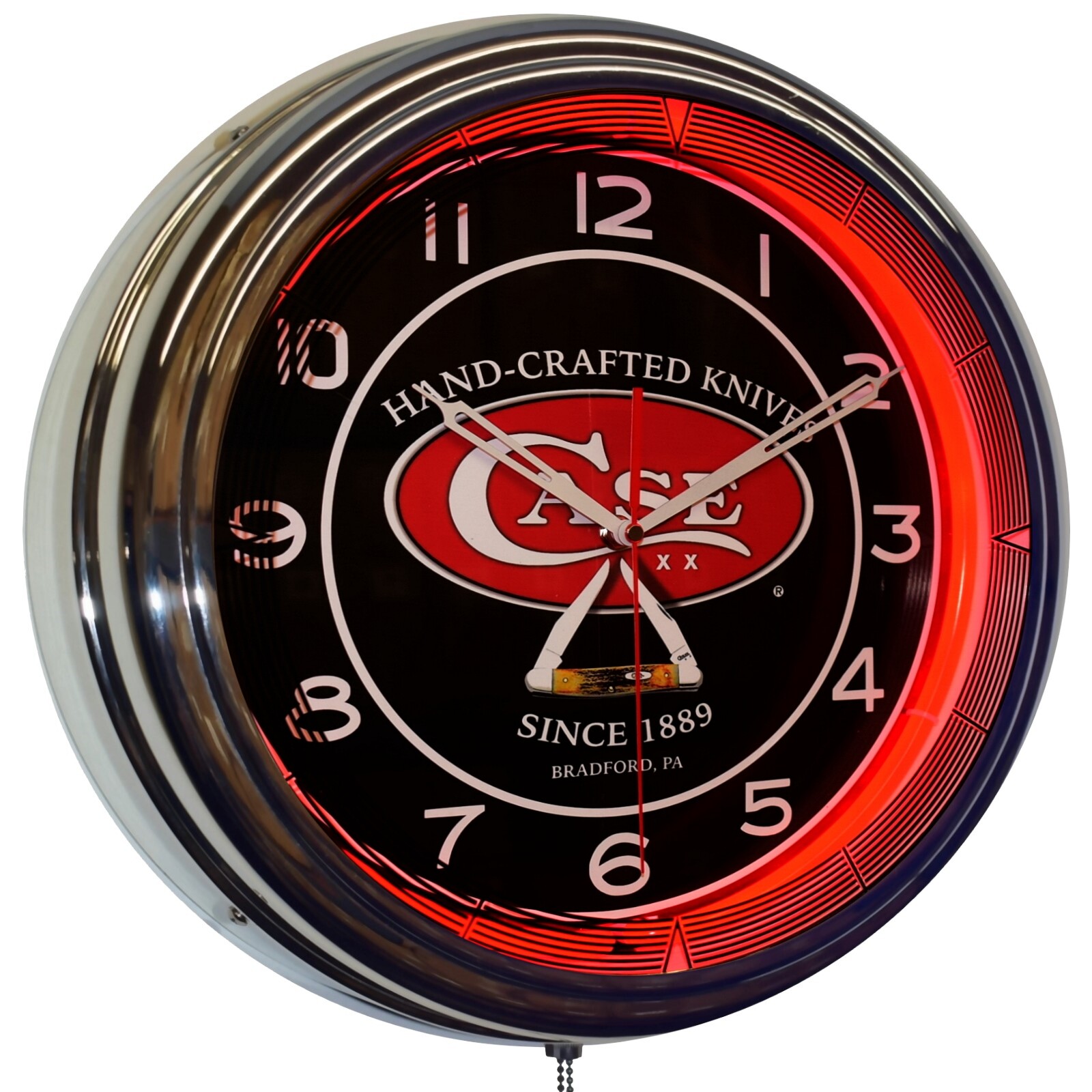 16" CASE Hand-Crafted Knives Since 1889 Neon  Clock Man Cave Decor (Red)