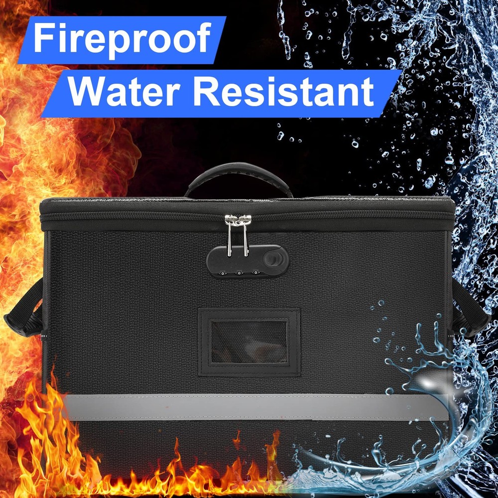 EXLIFBAG File Organizer, Fireproof File Box with Lids, Important Document Org...